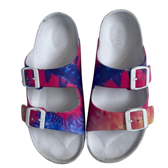 Roolee Tie Dye Rainbow Buckle Sandals - Women's Size 8 - Picture 1 of 7